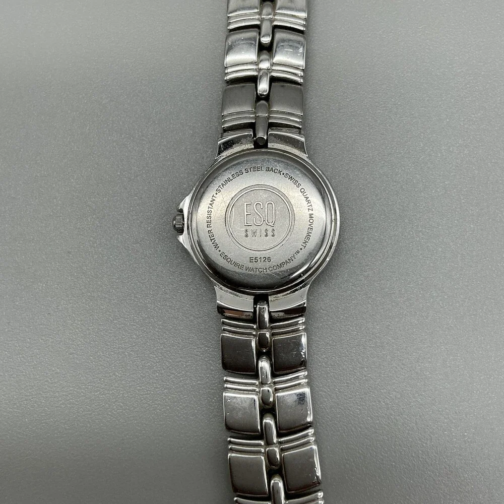 ESQ Swiss E5126 Womens Watch 24mm MOP Dial Stainless Band New Battery 7.5